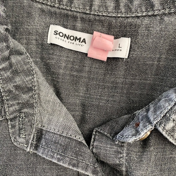 Women’s Sonoma brand gray denim shirt dress size Large. - Picture 7 of 7